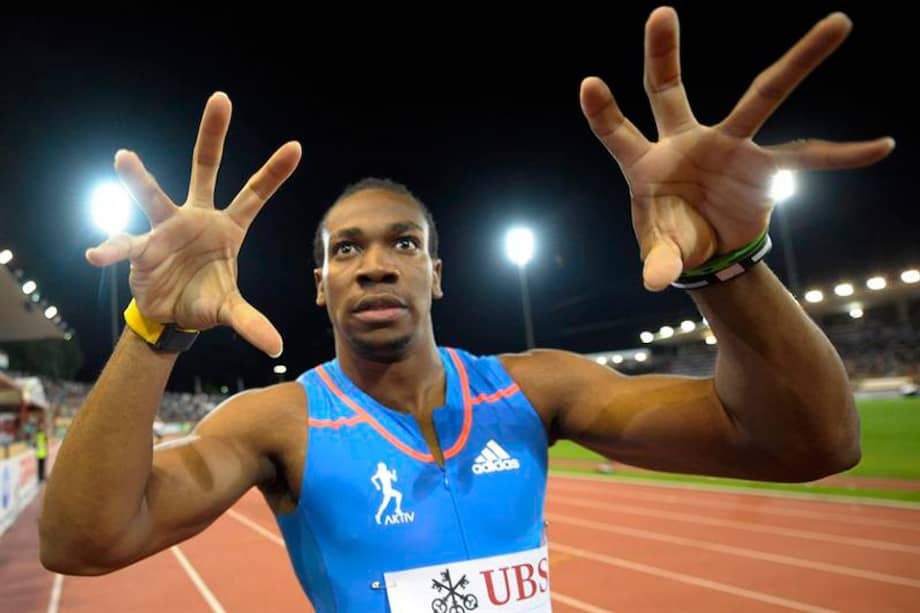 El corredor jamaiquino Yohan Blake celebra su victoria en los 100 metros masculino de la Liga de Diamante. / EFE