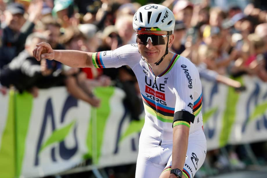 Pogacar celebra su victoria en territorio belga.