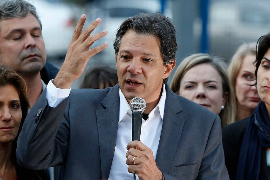 Fernando Haddad durante en su presentación como el nuevo candidato presidencial del Partido de los Trabajadores. / EFE