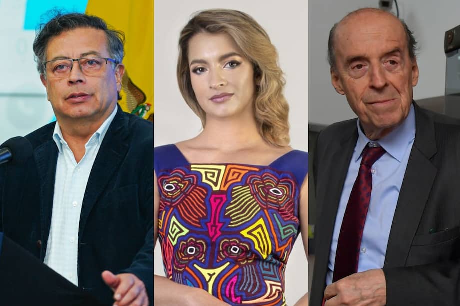 Presidente Gustavo Petro, su hija Andrea Petro y el excanciller Álvaro Leyva.