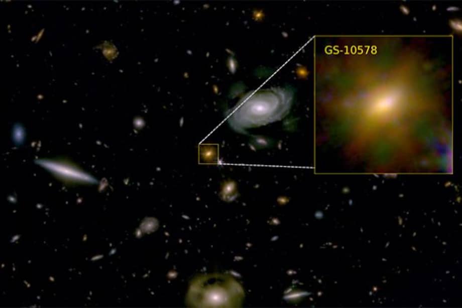 La galaxia de Pablo tenía alrededor de 200 mil millones de veces la masa de nuestro Sol. /Colaboración JADES