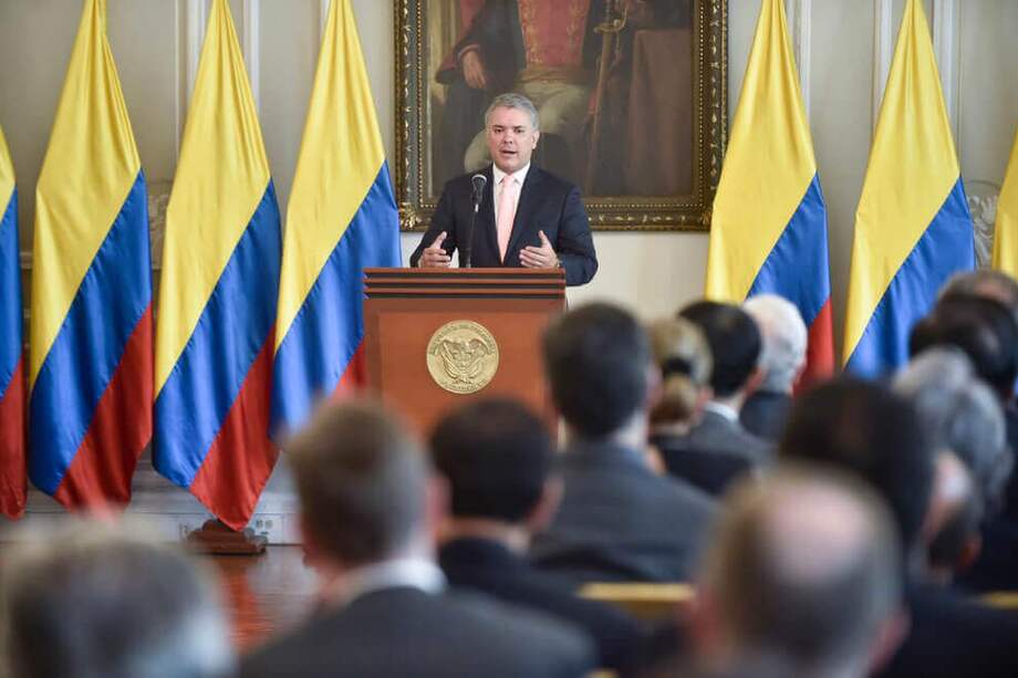 El presidente Iván Duque habló durante el saludo al cuerpo diplomático acreditado en Colombia. / SIG
