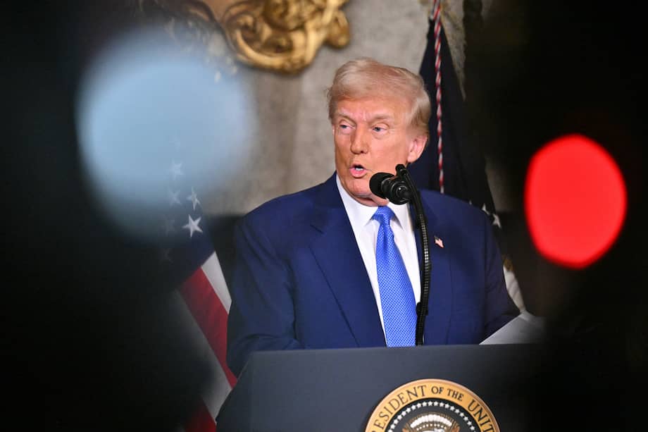 El presidente estadounidense, Donald Trump, durante una conferencia en Mar-A-Lago.