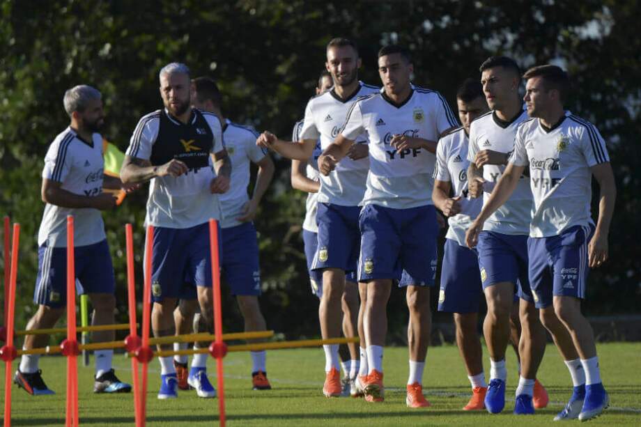 La selección de Argentina en su último entrenamiento. / AFP