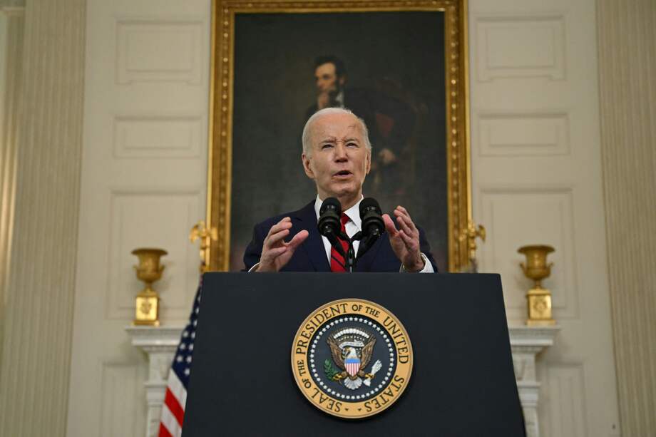El presidente estadounidense Joe Biden habla después de firmar el proyecto de ley de ayuda exterior en la Casa Blanca en Washington, DC, el 24 de abril de 2024.