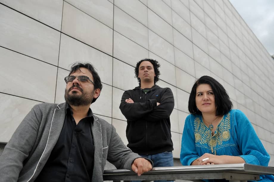 Los escritores Esteban Cruz, Álvaro Vanegas y Gabriela Arciniegas. / Andrés Torres - El Espectador