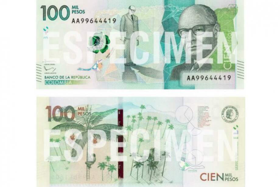 Nuevo billete de 100.000 pesos que entrará en circulación este jueves 31 de marzo.