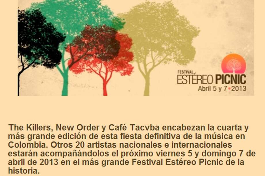 Más de 20 artistas nacionales e internacionales tocarán en el Festival Estéreo Picnic 2013.