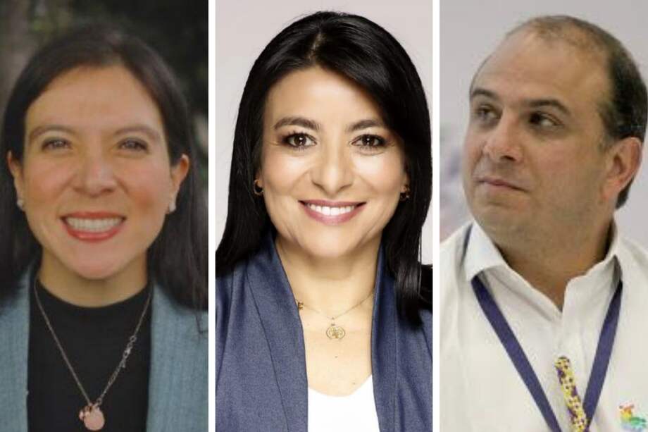 Myryam Martínez Cárdenas, Elizabeth Martínez, quien renunció a su aspiración, y Carlos Camargo.