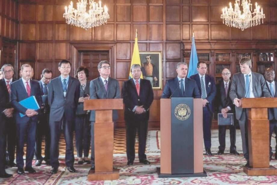 El presidente Iván Duque acompañado de los miembros del Consejo de Seguridad de la ONU. / Presidencia