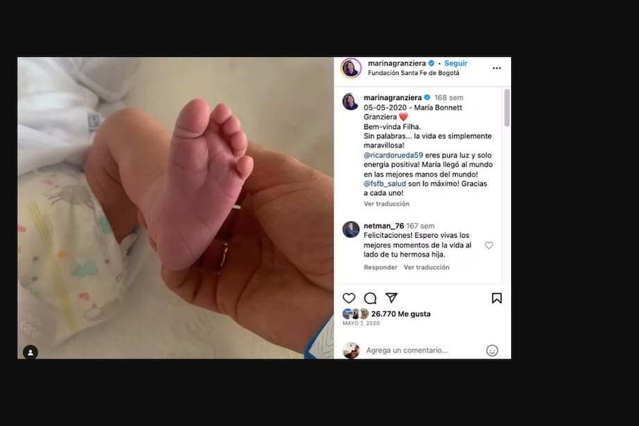 Esta fue la publicación con la cual Granziera anunció el nacimiento de su primogénita