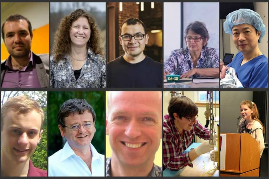 Guillem Anglada-Escudé, Gabriela González, Demis Hassabis, Celina Turchi, John Zhang, Kevin Esvelt, Terry Hughes, Guus Velders, Elena Long y Alexandra Elbakyan, fueron los diez científicos elegidos por Nature. / Fotos: Twitter, Wikipedia, New Hope Fertility Center.