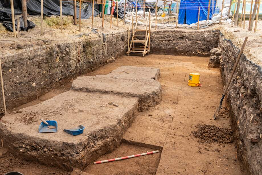 En la plaza de Usaquén avanza la obra del Centro Fundacional, con leves retrasos por hallazgos arqueológicos que encontraron en el área.