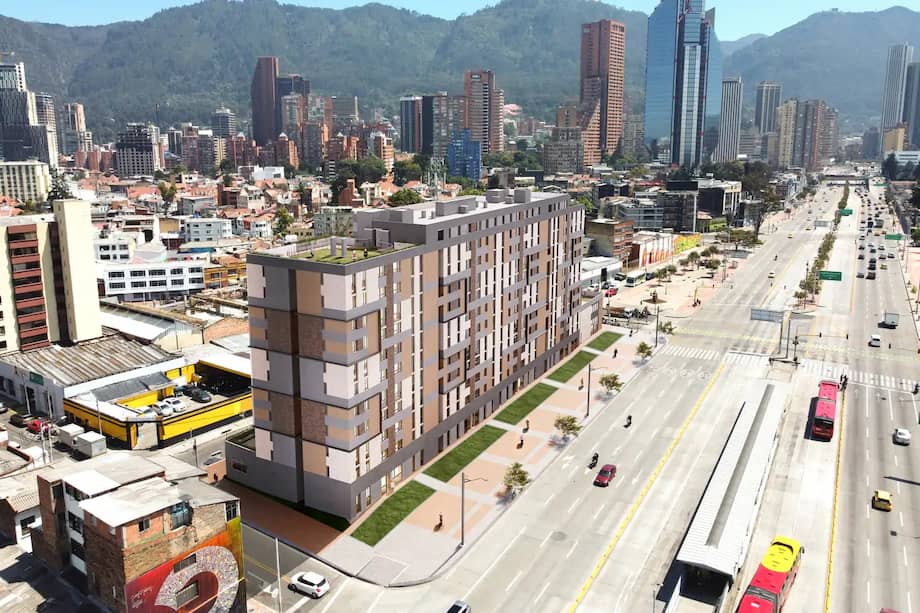 Construcción de Renacer Central, un proyecto de vivienda social ubicado en la localidad de Teusaquillo.