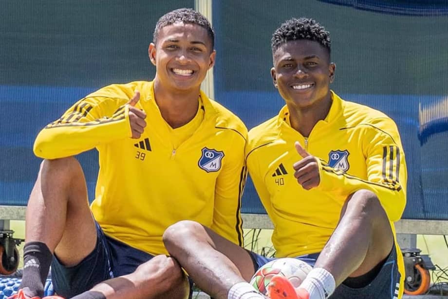 Neiser Villareal (der.) tiene contrato con Millonarios hasta finales de este año.