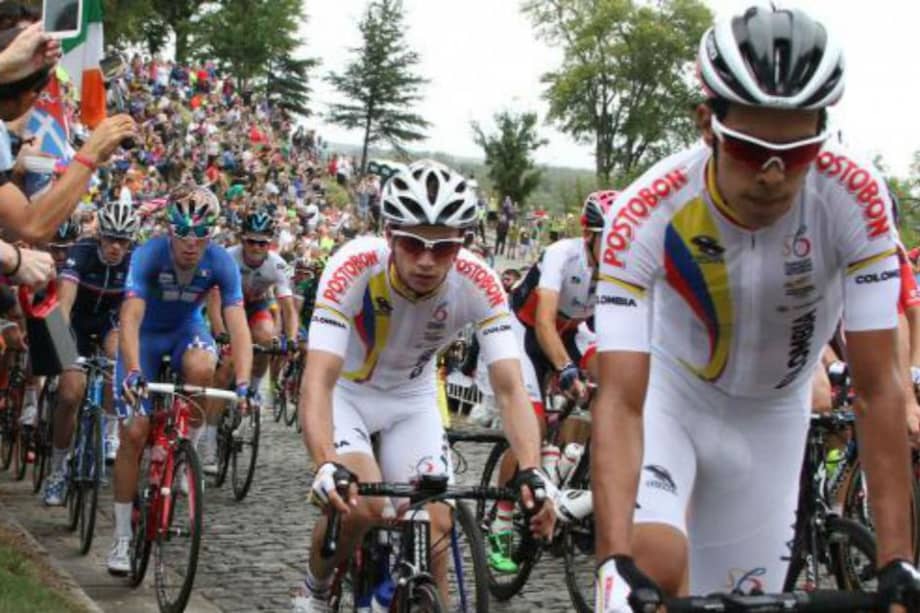 Jarlinson Pantano y Miguel Ángel López, dos de los integrantes del equipo colombiano de ruta. Foto: Federación Colombiana de Ciclismo