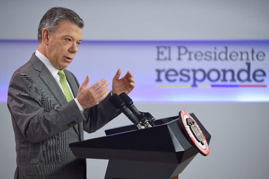 Presidente Juan Manuel Santos, durante la rueda de prensa. / Presidencia