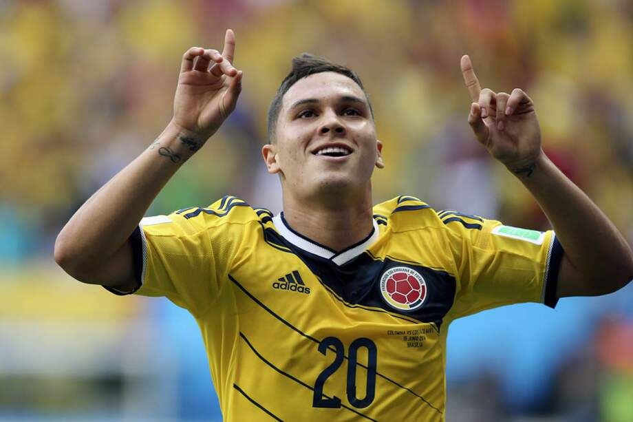 Juan Fernando Quintero celebra el segundo gol de Colombia contra Costa de Marfil. / EFE