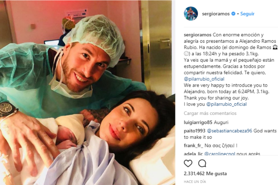 Sergio Ramos, Pilar Rubio y Alejandro. / Tomada de Instagram.com/sergioramos