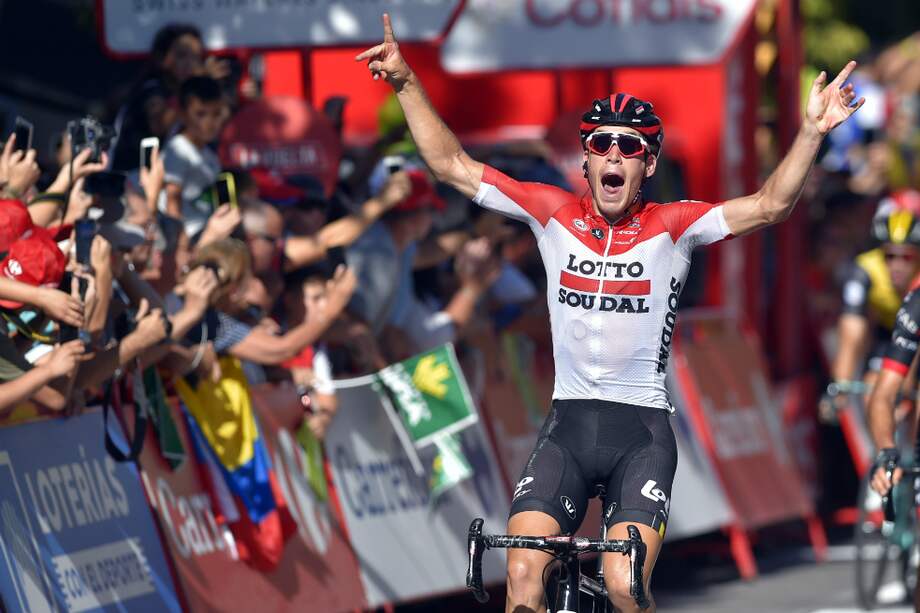 Jelle Wallays, ganador de la etapa 18 de la Vuelta a España. / AFP