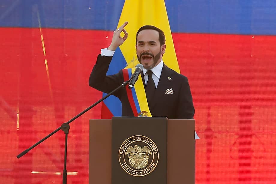 El presidente de Colombia, Abelardo de la Espriella, habla durante su primer discurso como mandatario. EFE/ Ernesto Guzmán Jr