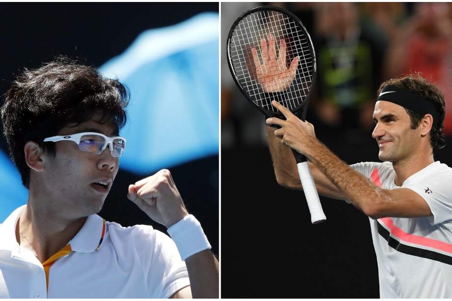 Roger Federer y el coreano Hyeon Chung. / EFE