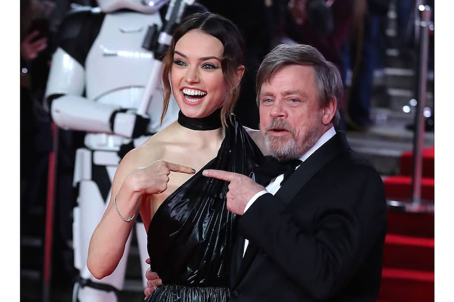 Daisy Ridley y Mark Hamil en el estreno de "Star Wars: The Last Jedi". / AFP