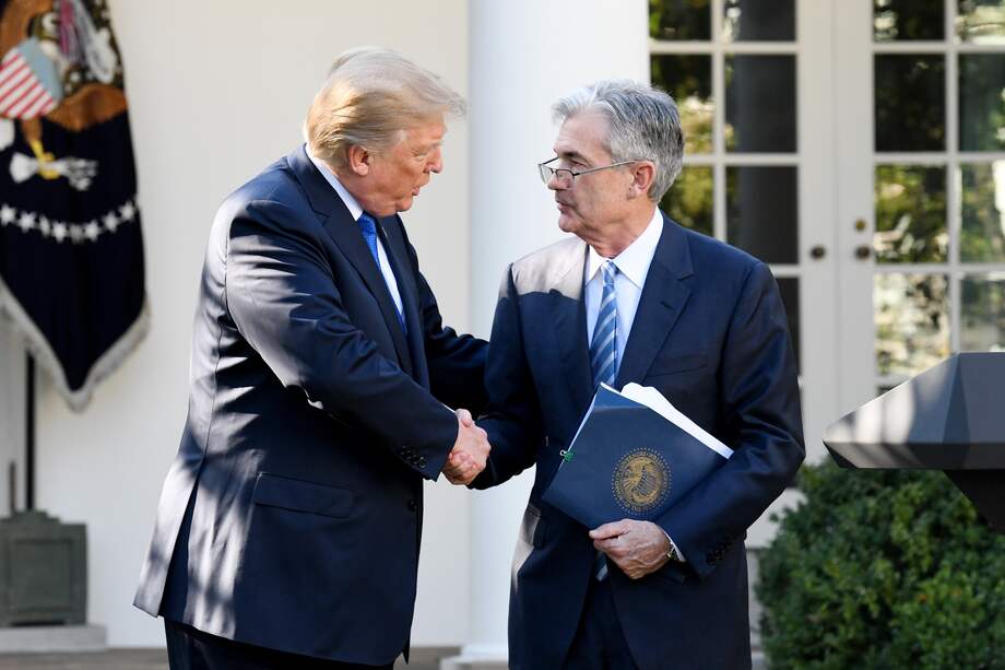 Donald Trump with Jerome Powell in 2017. Photographer: Olivier Douliery/Bloomberg
