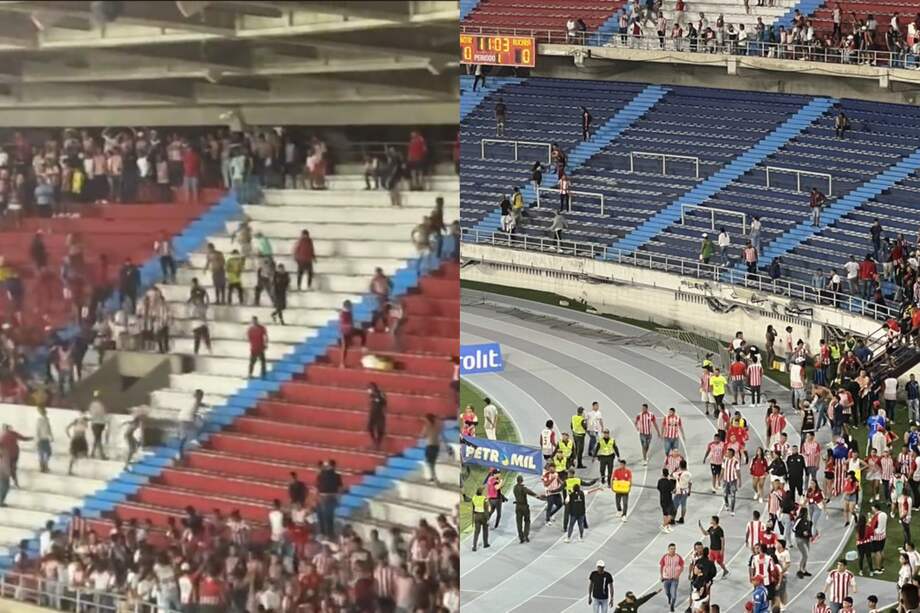 Mientras las barras se enfrentaban, varios hinchas huyeron en el campo.