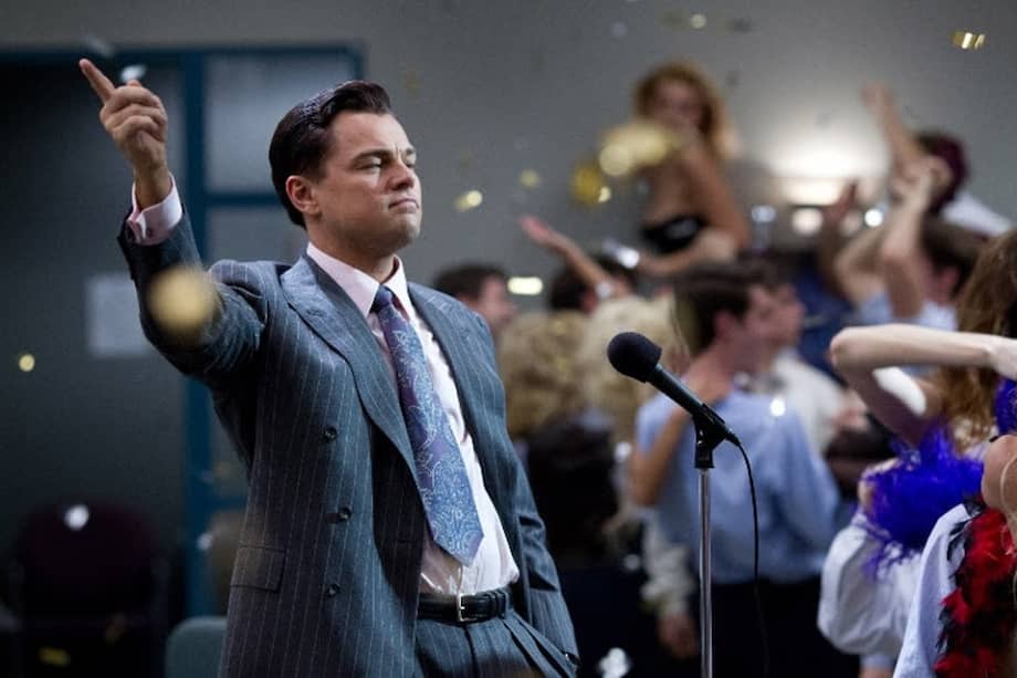 Leonardo Dicaprio como Jordan Belfort en la película "El Lobo de Wall Street".