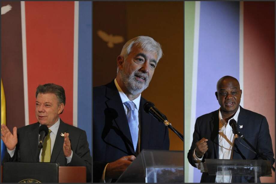 el presidente Juan Manuel Santos; Brian Farrel, director del Centro David Rockefeller para Estudios Latinoamericanos y Luis Gilberto Murillo, ministro de Ambiente, asistieron al evento. / Mauricio Alvarado