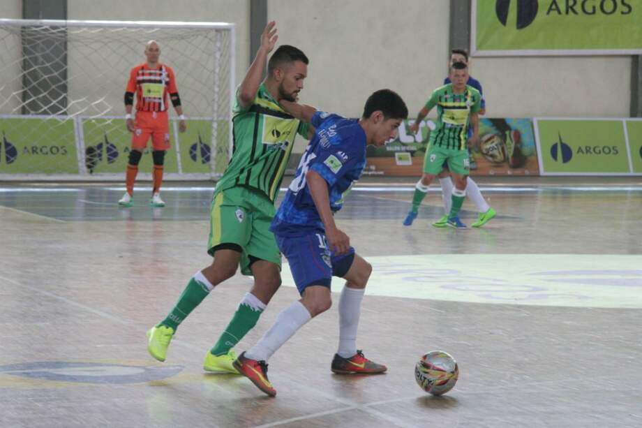 Una de las jugadas del partido final entre Leones y Bello. / Cortesía Liga Argos Futsal