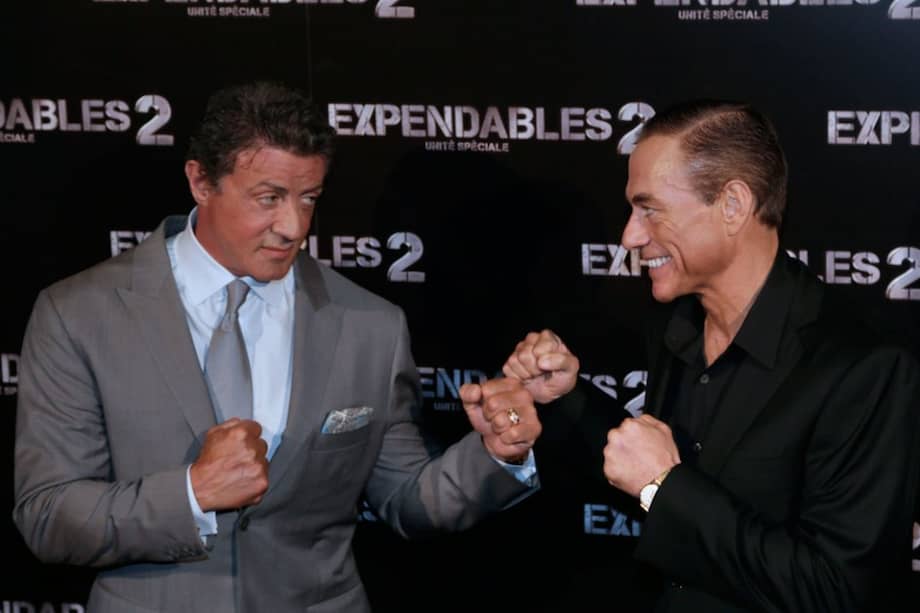 Sylvester Stallone y Jean-Claude Van Damme en la promoción de "Los Indestructibles 2". / Afp
