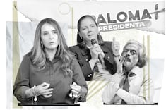 En marzo de 2026, Guerra (arriba) fue nombrada como gerente de la campaña de Paloma Valencia (abajo) y Juan Daniel Oviedo (derecha).