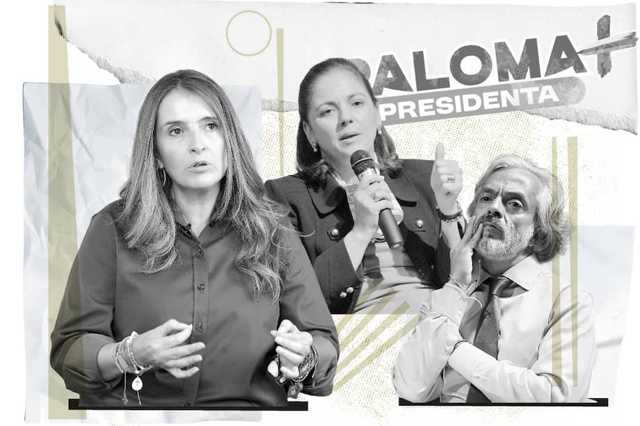 En marzo de 2026, Guerra (arriba) fue nombrada como gerente de la campaña de Paloma Valencia (abajo) y Juan Daniel Oviedo (derecha).