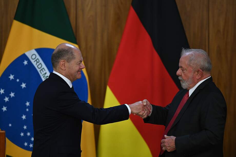 Lula da Silva recibe la visita del canciller de Alemania, Olaf Scholz. EFE/ André Borges