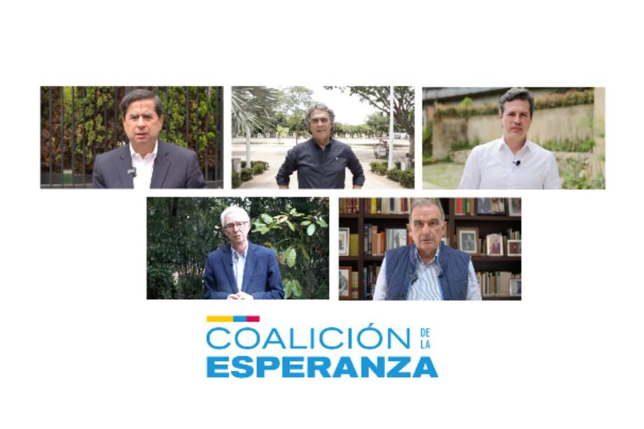 La Coalición de la Esperanza está liderada por Sergio Fajardo, Jorge Enrique Robledo, Humberto de la Calle, Juan Fernando Cristo y Juan Manuel Galán.