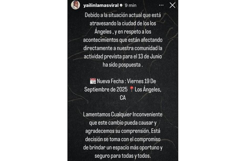 La artista dominicana dio a conocer la nueva fecha de su concierto, que estaba programado para la noche de este 13 de junio.