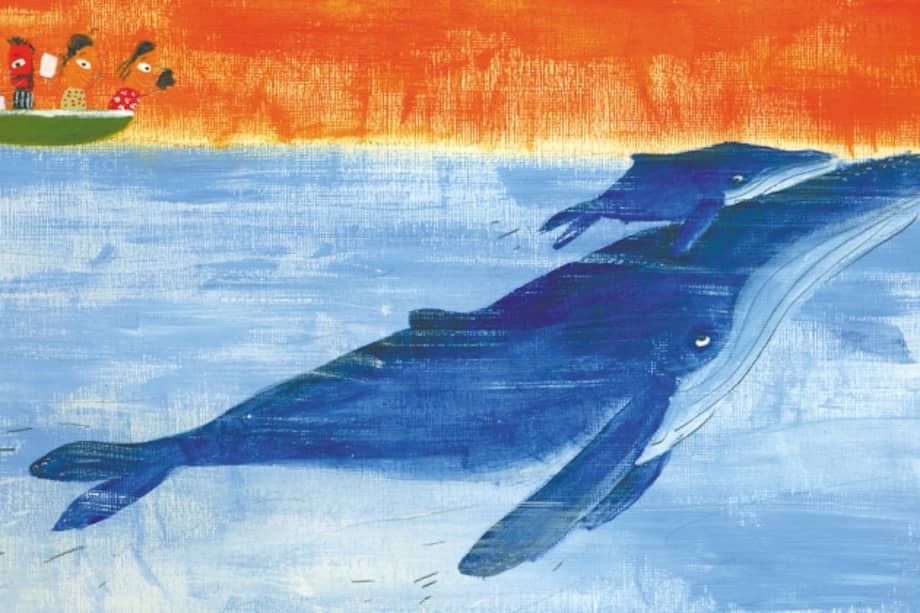 Ilustración del libro "El vuelo de las jorobadas" (Lazo libros), hecha con acrílicos y lápiz de color por Dipacho, ilustrador invitado a la Feria del libro de Bolonia.