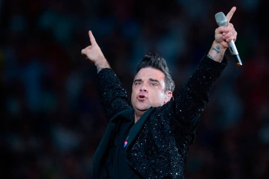 El cantante Robbie Williams en concierto.