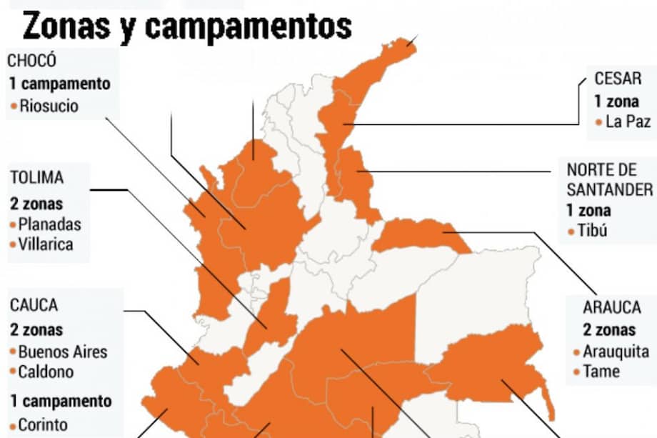 Así estarán distribuidas las zonas donde se concentrarán las Farc