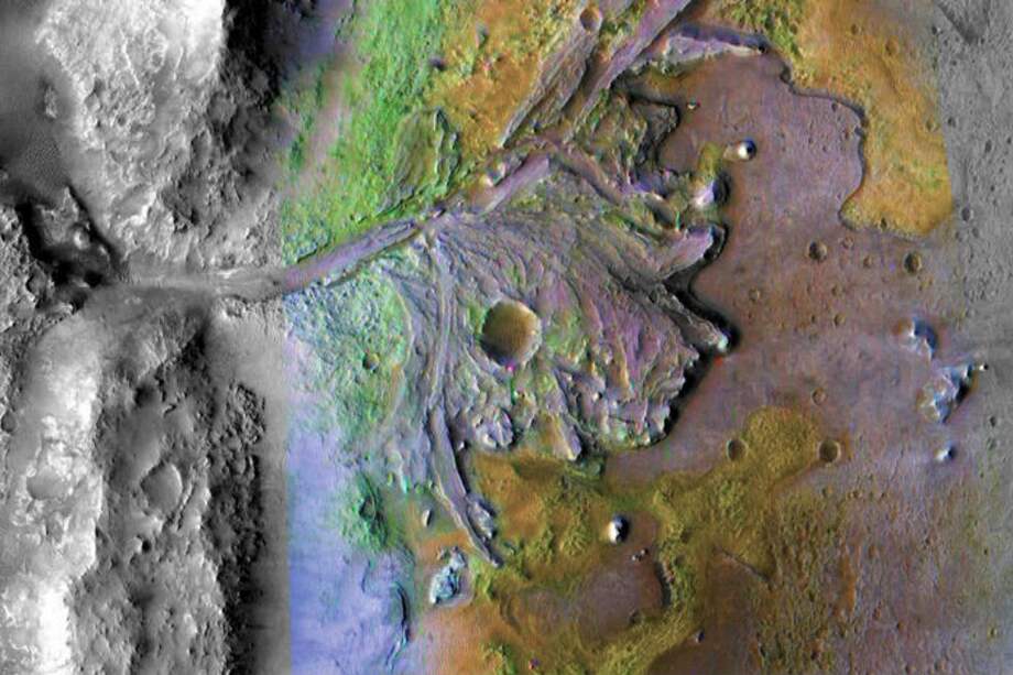 El cráter Jezero, uno de los lugares de aterrizaje favoritos para el vehículo de Marte 2020 de la NASA. / NASA / JPL / JHUAPL / MSSS / BROWN UNIVERSITY