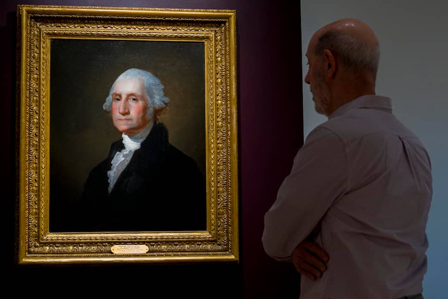 El retrato del expresidente de Estados Unidos George Washington fue realizado por el artista Gilbert Stuart.