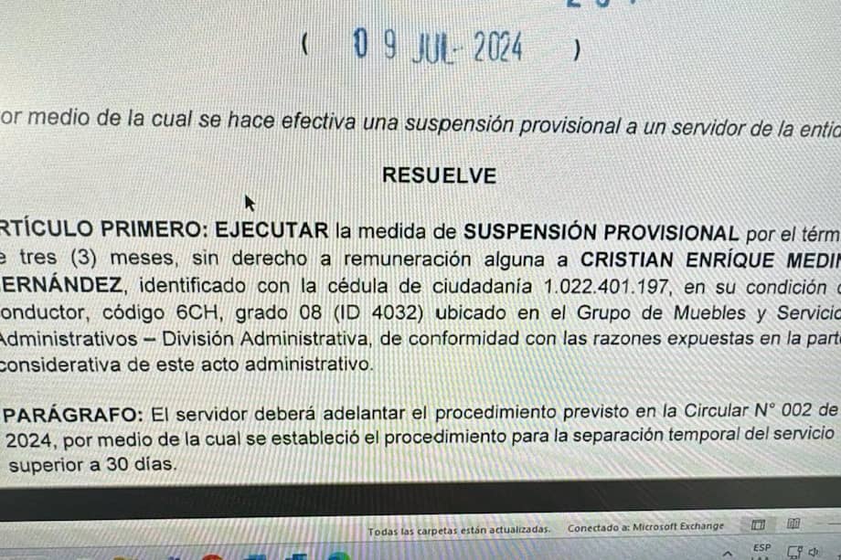 Solo entonces y ya con el lío crecido, Medina fue suspendido por tres meses de su trabajo. Eso sucedió el 9 de julio recién pasado.