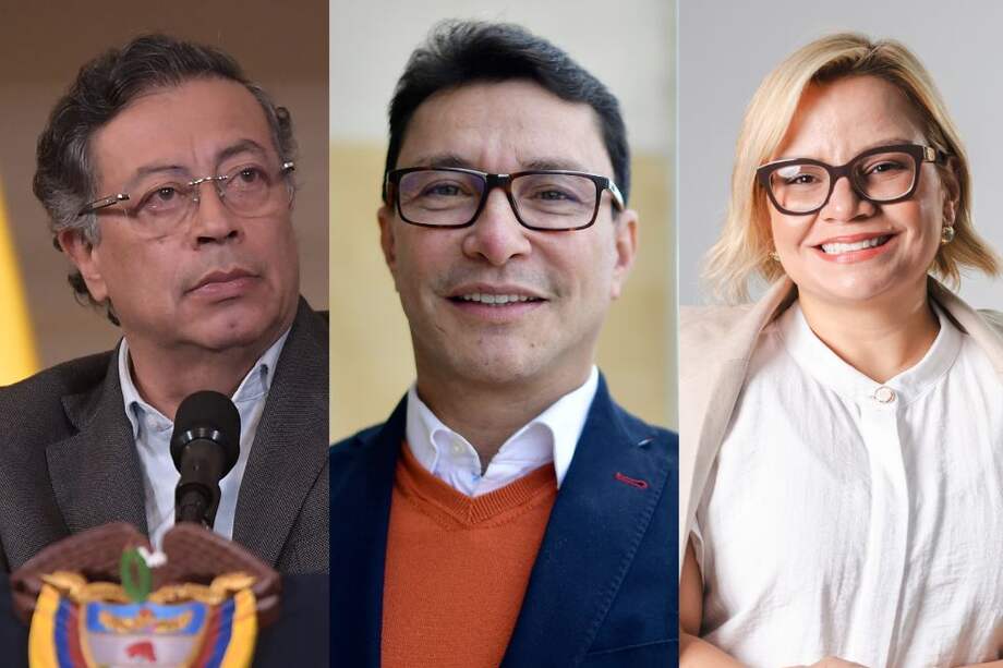 Presidente Gustavo Petro, precandidato presidencial Carlos Caicedo y la nuea gobernadora de Magdalena, María Margarita Guerra.