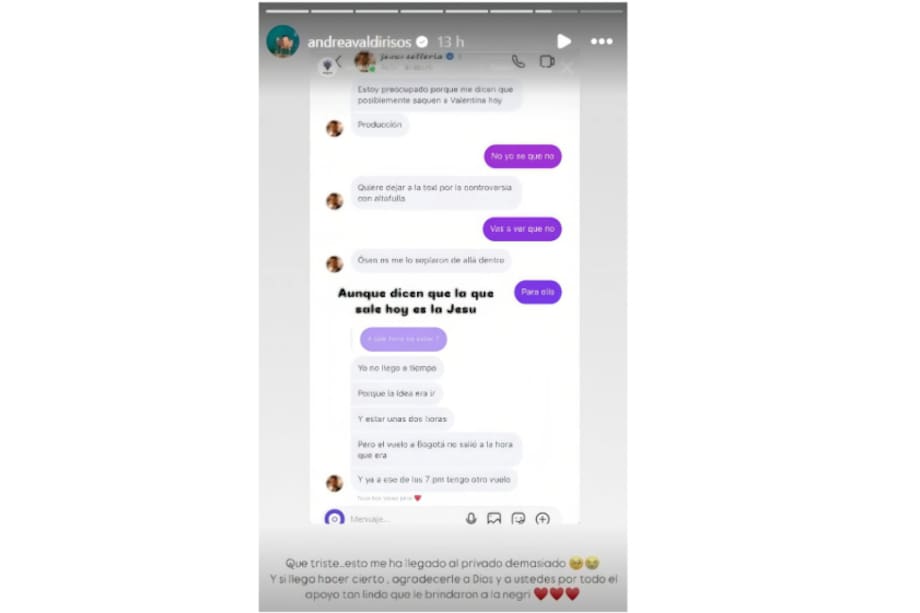 Andrea Valdiri en 'La casa de los famosos Colombia 2' (2025), durante su visita a la influenciadora y participante 'La Jesuu'.