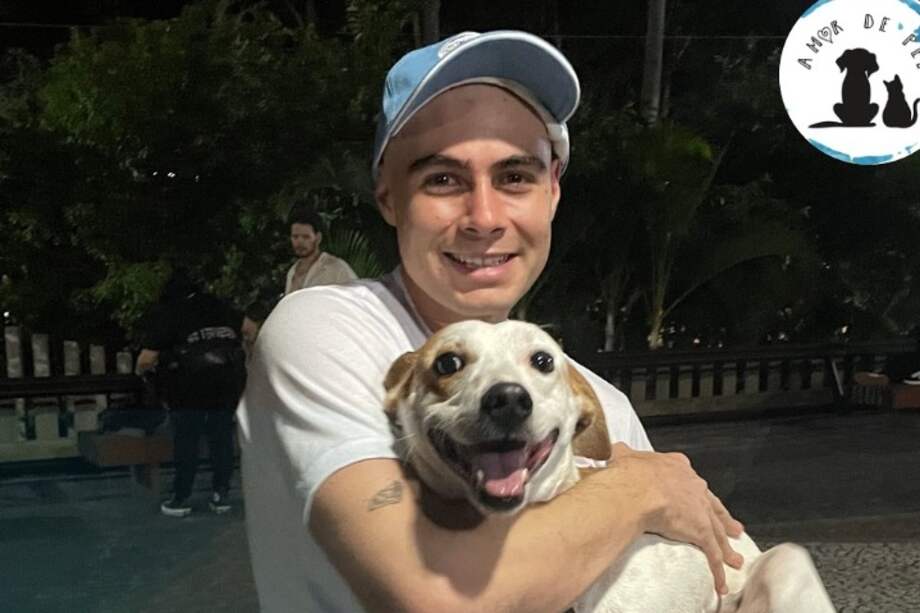 Rafa Vitti junto a Leoncio, el perro de tres patas que conquistó su corazón durante el rodaje de Caramelo.