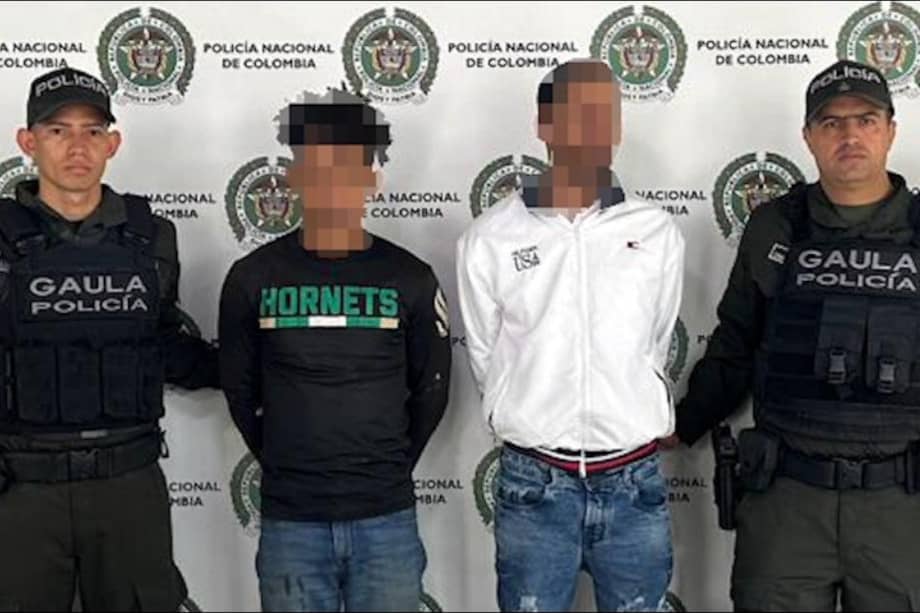 Dos presuntos integrantes de Satanas detenidos por el Gaula de la Policía.