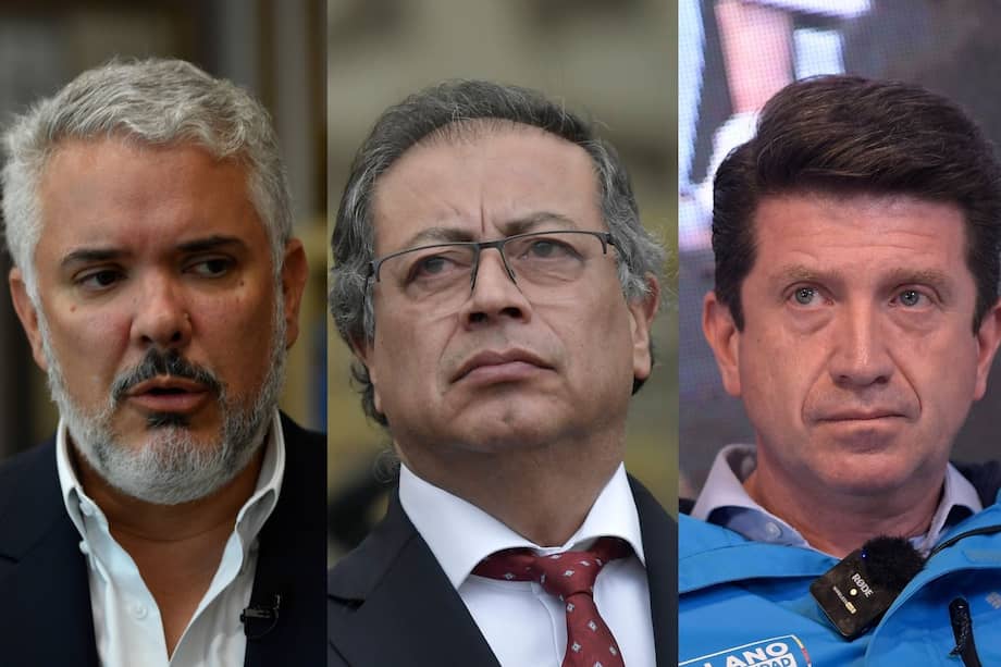 El expresidente de Colombia, Iván Duque (i); el actual presidente Gustavo Petro y exministro de Defensa, Diego Molano.