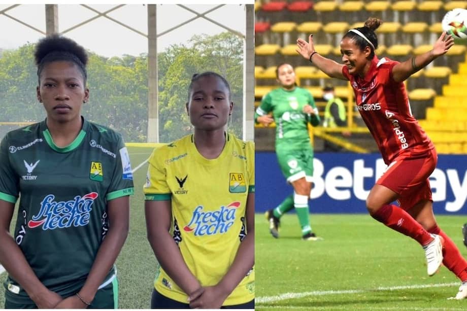 Thalia Araújo y Angie Mina (izquierda), Ingrid Vidal (derecha). Fotos de: Dimayor y Atlético Bucaramanga.